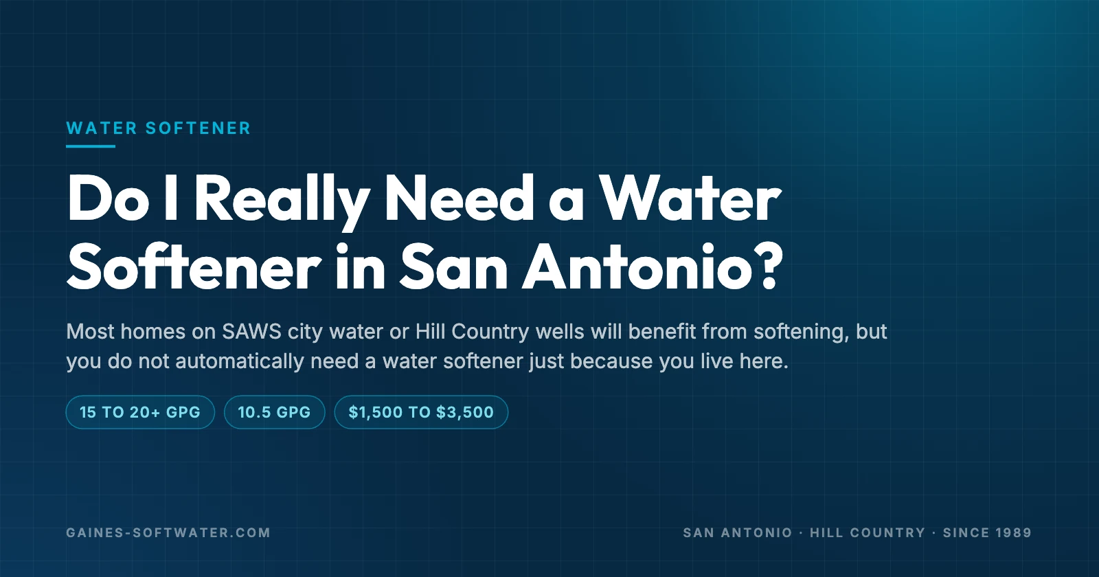 Do I Really Need a Water Softener in San Antonio?: Most homes on SAWS city water or Hill Country wells will benefit from softening, but you do not automatically need a water softener just because you live here