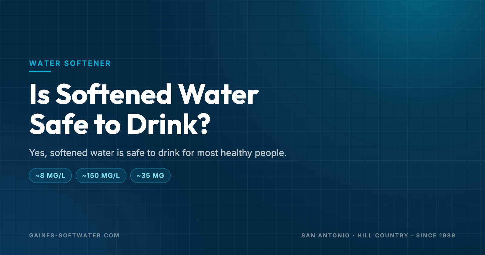 Is Softened Water Safe to Drink?: Yes, softened water is safe to drink for most healthy people