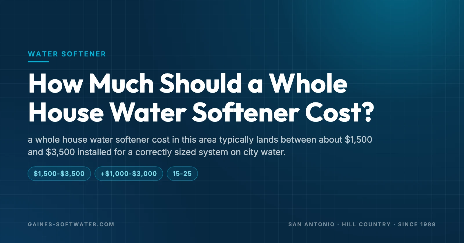 How Much Should a Whole House Water Softener Cost?: a whole house water softener cost in this area typically lands between about $1,500 and $3,500 installed for a correctly sized system on city water