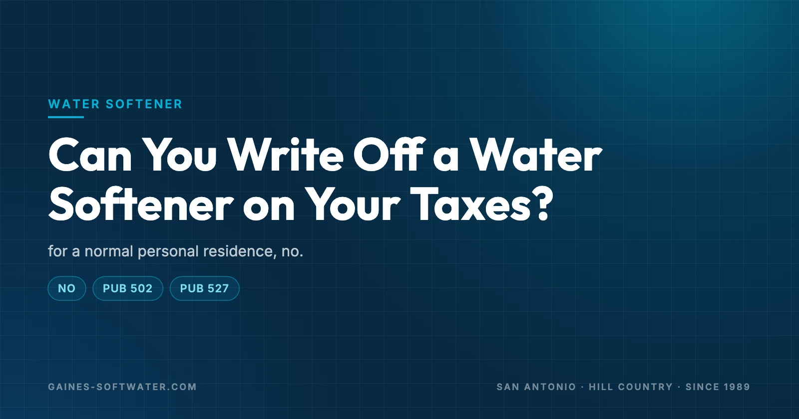 Can You Write Off a Water Softener on Your Taxes?: for a normal personal residence, no