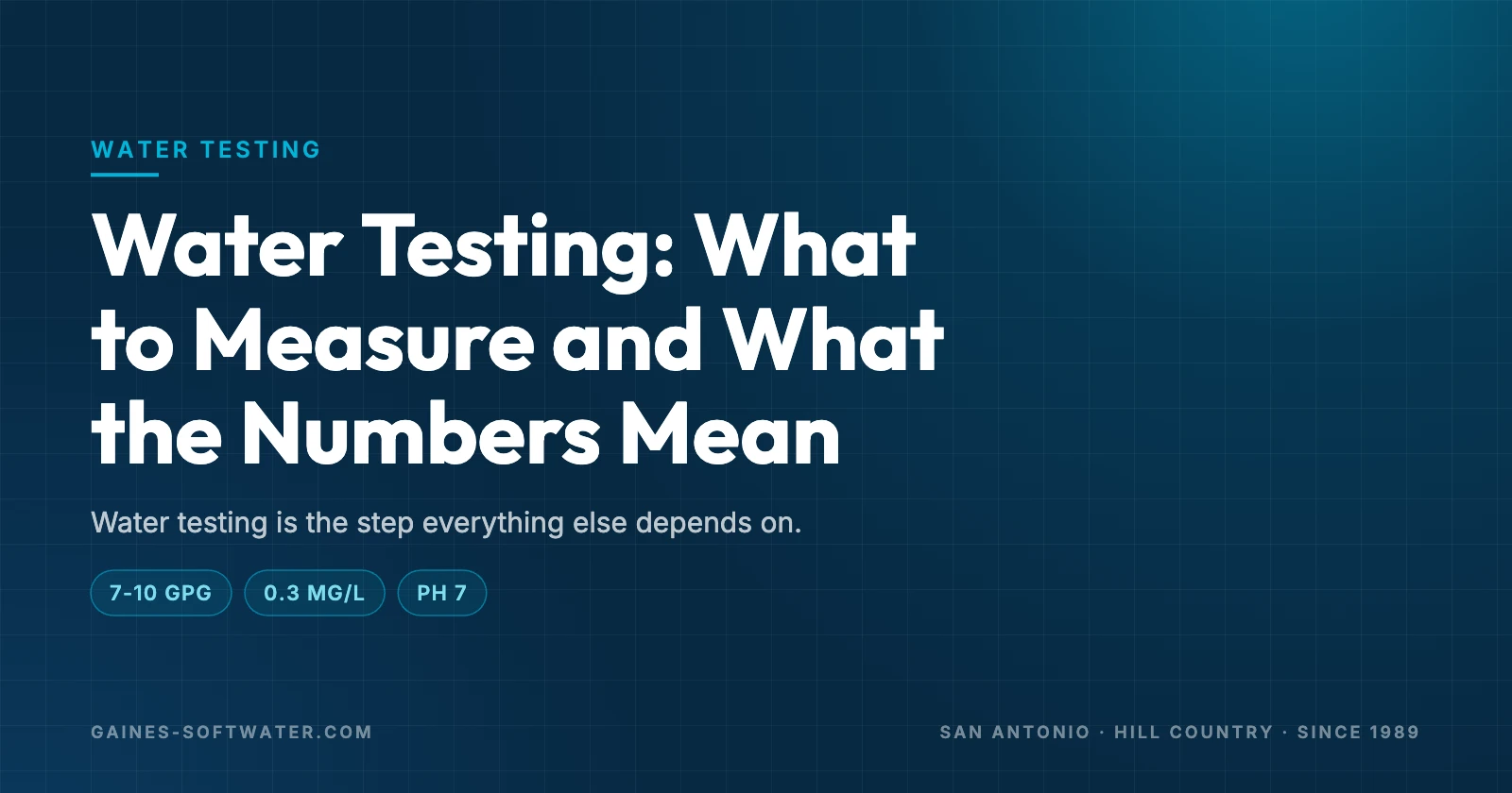 Water Testing: What to Measure and What the Numbers Mean: Water testing is the step everything else depends on